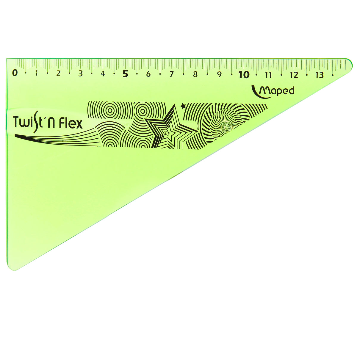 Угольник Maped Twist-n-Flex, неломающийся, 14 см, цвет: салатовый611480 Угольник Maped Twist-n-Flex, неломающийся, 14 см, цвет: салатовый611480Гибкий неломающийся угольник Maped - это не только необходимый в учебе предмет, но и легкий способ привлечь ребенка к процессу обучения. Выполнен из прозрачного цветного пластика с ровной четкой миллиметровой шкалой делений до 14 см.Характеристики:Длина: 14 см.Угол: 60 градусов.