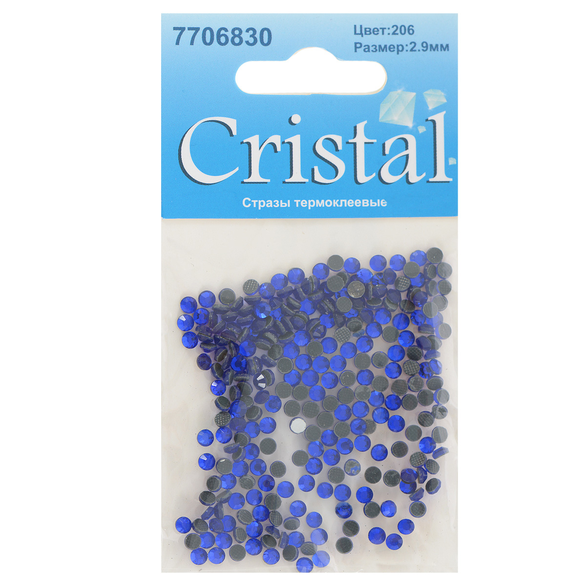 Стразы термоклеевые Cristal, цвет: синий (206), диаметр 2,9 мм, 288 шт7706830_206 Стразы термоклеевые Cristal, цвет: синий (206), диаметр 2,9 мм, 288 шт7706830_206Набор термоклеевых страз Cristal, изготовленный из высококачественного акрила, позволит вам украсить одежду, аксессуары или текстиль. Яркие стразы имеют плоское дно и круглую поверхность с гранями. Дно термоклеевых страз уже обработано особым клеем, который под воздействием высоких температур начинает плавиться, приклеиваясь, таким образом, к требуемой поверхности. Чаще всего их используют в текстильной промышленности: стразы прикладывают к ткани и проглаживают утюгом с обратной стороны. Также можно использовать специальный паяльник. Украшение стразами поможет сделать любую вещь оригинальной и неповторимой. Диаметр страз: 2,9 мм.