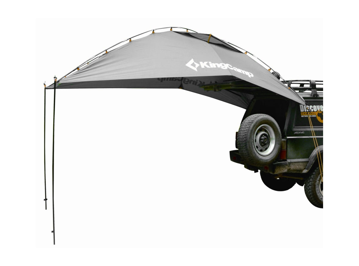 Тент KingCamp Compass, цвет: серый, 315 см х 215 смУТ-000057961 Тент KingCamp Compass, цвет: серый, 315 см х 215 смУТ-000057961Тент KingCamp Compass с рамой из фибергласса и стальными стойками. Возможно многофункциональное использование, подходит для создания навеса около автомобиля. Тент выполнен из высококачественного прочного полиэстера. В комплекте удобная сумка для переноски и хранения тента. Комплектация: тент, дуги фибергласс (2 х 4,5 м, 1 х 2,6 м), стойки стальные (2 х 1,8 м), оттяжки (2 х 2,7 м), оттяжки с крючками (2 шт), сумка для переноски.
