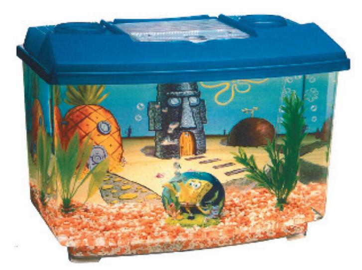 Аквариум детский SPONGE BOB 15л пластик. ГУБКА БОБ.SBK1F Аквариум детский SPONGE BOB 15л пластик. ГУБКА БОБ.SBK1FАквариум пластиковый с комлектом принадлежностей: грунтом, фоном, 2-мя растениями, микрофильтром, компрессором, распылителем. Красочная подрочная упаковка.