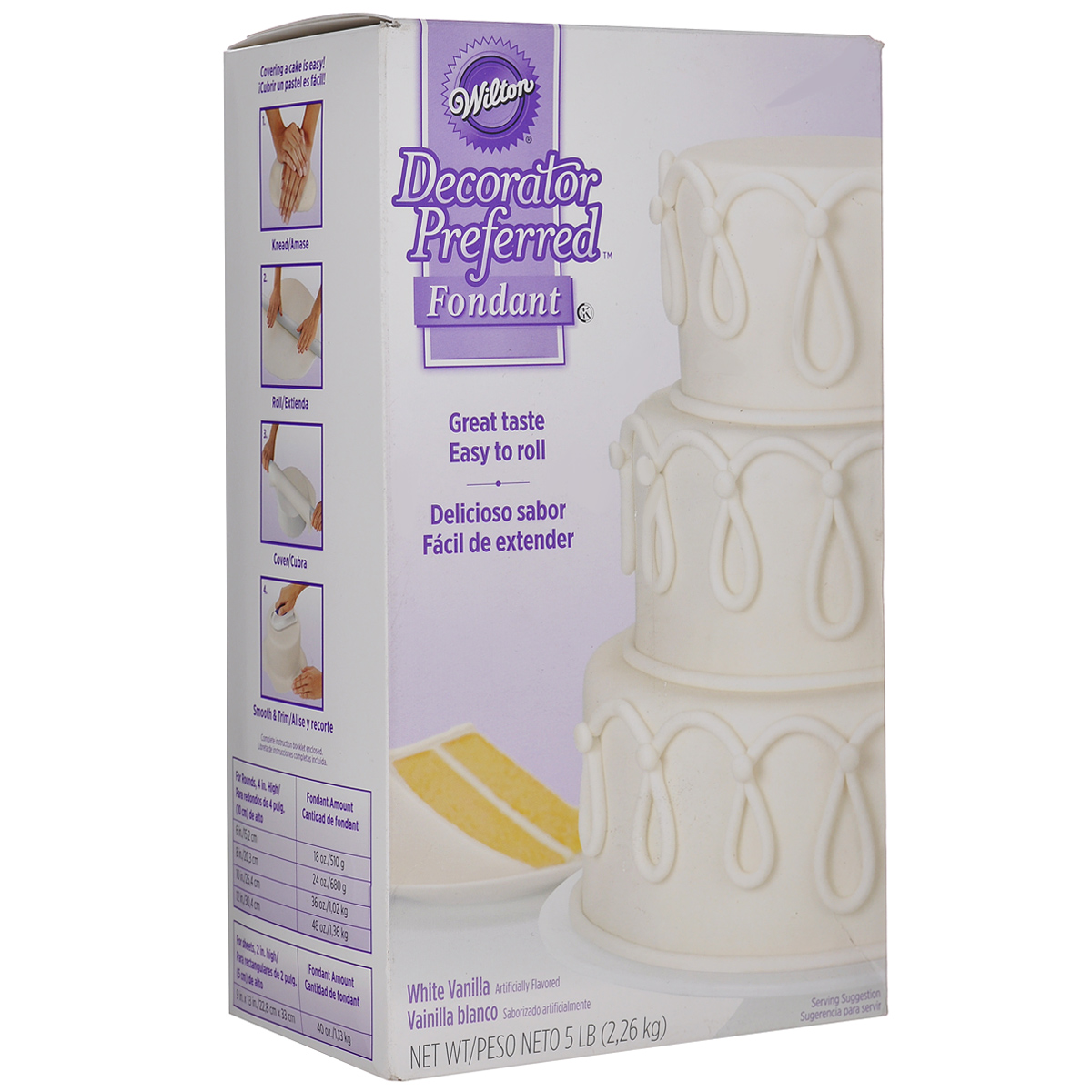 Декоративная мастика Wilton, цвет: белый, 2,3 кгWLT-710-2300 Декоративная мастика Wilton, цвет: белый, 2,3 кгWLT-710-2300Декоративная мастика Wilton позволит создать прекрасные украшения для тортов. Оптимальное соотношение вкуса, текстуры и функциональности: содержит экстракт ванили, кремовая эластичная структура, яркая цветовая гамма. С помощью мастики можно ровно покрыть торт, создавать 3D украшения, которые хорошо держат свою форму. Приятный аромат ванили понравится вашим гостям! С этой вкусной сахарной мастикой вы сможете легко создавать прекрасные украшения для тортов. Состав: сахар, пшеничный сироп, пальмовое масло, глицерин, трагакант, крахмал тапиоки, карбоксиметил целлюлоза натрия (краситель), ацетат натрия, уксусная кислота. Масса нетто: 2,3 кг. Пищевая ценность на 100 г: жиры - 6 г, белок - 0 г, углеводы - 80 г, в т.ч. сахар - 80 г, натрий - 0 мг. Энергетическая ценность: 372 Ккал. Товар сертифицирован.