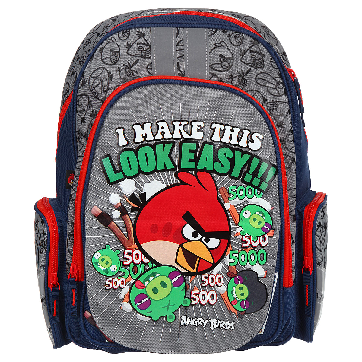 Рюкзак детский Академия Групп Angry Birds, цвет: серый, синий, красный. ABBB-UT1-836MTRCB-RT2-883 Рюкзак детский Академия Групп Angry Birds, цвет: серый, синий, красный. ABBB-UT1-836MTRCB-RT2-883Рюкзак детский Академия Групп Angry Birds выполнен из высококачественного полиэстера. Имеет одно объемное основное отделение на застежке-молнии. Основное отделение содержит три небольших накладных кармана, два открытых, один на молнии. Снаружи располагается внешний карман с изображением героев популярной игры Angry Birds. Перекидная магнитная панель позволяет легко менять внешний вид рюкзака. По бокам рюкзака имеются два сетчатых кармана на молнии. Множество карманов повышает функциональность рюкзака и позволяет использовать его не только для учебы, но и для занятий спортом, поездок за город. Широкие мягкие регулируемые лямки и мягкая спинка анатомической формы предохранят плечи и спину ребенка от перенапряжения. Рюкзак имеет текстильную ручку с резиновым хватом для удобства переноски.