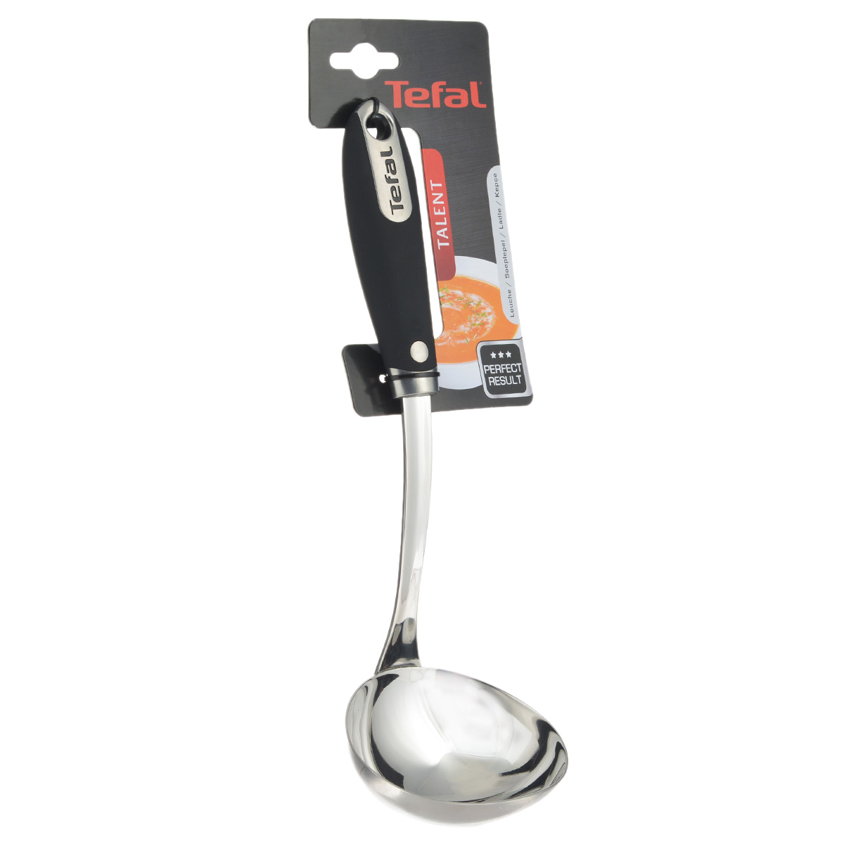 Половник Tefal Talent, цвет: черный, длина 30 см2100071427 Половник Tefal Talent, цвет: черный, длина 30 см2100071427Половник Tefal Talent изготовлен из нержавеющей стали. Удобная рукоятка, изготовленная из пластика, имеет небольшую петлю, с помощью которой вы можете подвесить изделие у себя на кухне в удобном месте. Отличаясь не только стильным дизайном, но и особой функциональностью, кухонные принадлежности серии Talent создают особое праздничное настроение. Получайте удовольствие от готовки без забот. Можно мыть в посудомоечной машине. Размер рабочей поверхности: 8,5 см х 9,5 см х 3 см. Длина половника: 30 см.