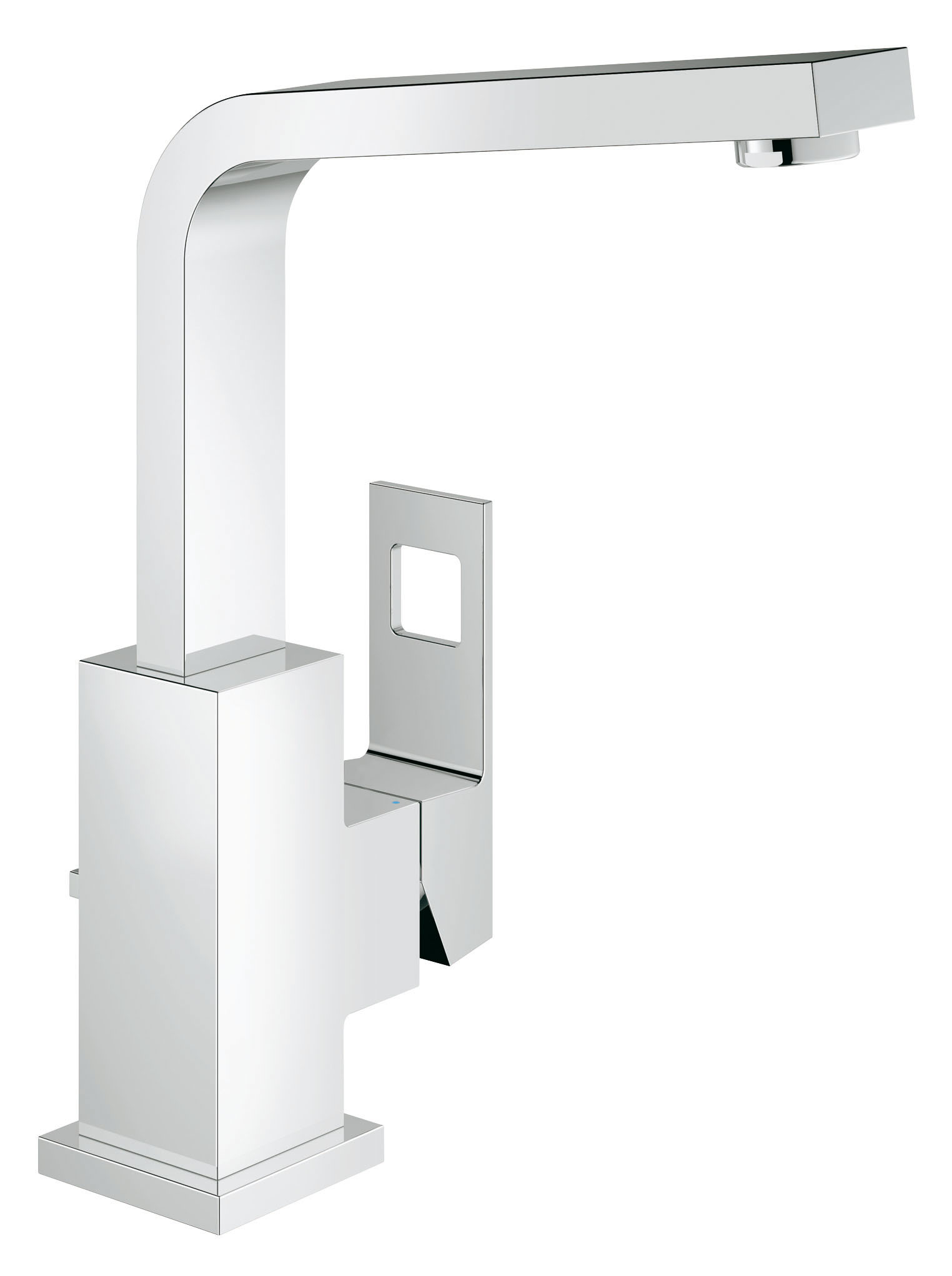 Смеситель для раковины GROHE Eurocube (23135000)23135000 Смеситель для раковины GROHE Eurocube (23135000)23135000Стильный минималистичный дизайн Этот смеситель для раковины из коллекции Eurocube тщательно продуман во всем до мельчайших деталей и отличается оригинальным и эффектным внешним видом. Он имеет единственный боковой рычаг управления и непременно станет центром внимания в интерьере Вашей ванной комнаты. Его привлекательный внешний вид удачно дополняется не менее приятным набором функциональных характеристик. Высокий излив, вращающийся в радиусе 90°, идеально сочетается с наиболее крупными раковинами и позволяет без затруднений наполнять высокие емкости и мыть голову в раковине. В конструкции рычага применяется технология GROHE SilkMove, благодаря которой он плавно движется во всех направлениях и дает возможность с легкостью управлять температурой и напором воды. Сливной клапан легко открывается и закрывается с помощью подъемного штока, встроенного в корпус смесителя сзади. Благодаря своим характерным кубовидным формам и хромированному покрытию GROHE StarLight, этот смеситель станет...