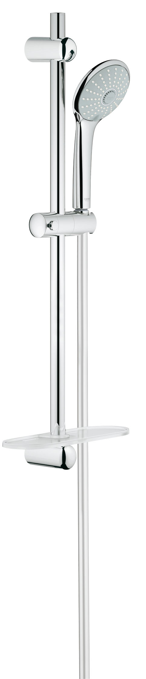 Душевой комплект GROHE Euphoria, штанга 600 мм. (27231001)27231001 Душевой комплект GROHE Euphoria, штанга 600 мм. (27231001)27231001GROHE Euphoria 110 Massage: душевой гарнитур со штангой для бесподобно расслабляющих душевых процедур Этот ручной душ располагает приятным дополнением к стандартному режиму Rain и его водосберегающей версии SmartRain, а именно расслабляющим режимом Massage, в котором вода подается пульсирующей струей, позволяющей сделать приятный массаж, например, головы и шеи. Наслаждайтесь расслабляющими душевыми процедурами, установив в своей ванной комнате этот душевой гарнитур со множеством достоинств: к примеру, с помощью системы QuickFix Вы сможете быстро и легко установить входящую в комплект 600-миллиметровую душевую штангу, используя имеющиеся отверстия в стене или просверлив новые в межплиточных швах. В комплект входит шланг TwistFree, с которым Вы забудете о распутывании перекрученных душевых шлангов. Благодаря системе предотвращения известкования SpeedClean и хромированному покрытию GROHE StarLight данный гарнитур чрезвычайно неприхотлив в уходе и никогда не утратит своего ослепительного...