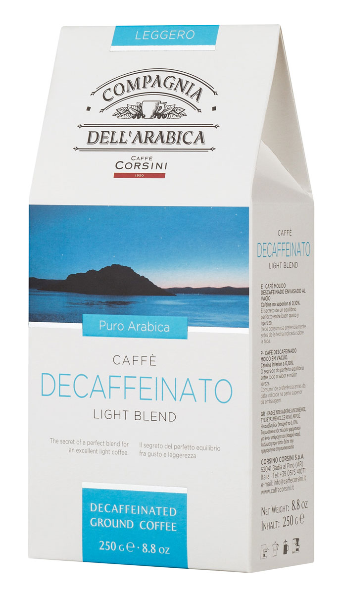Compagnia DellArabica Caffe Decaffeinato молотый кофе, 250 г (вакуумная упаковка)0120710 Compagnia DellArabica Caffe Decaffeinato молотый кофе, 250 г (вакуумная упаковка)0120710Compagnia DellArabica Decaffeinato- идеальный выбор для ценителей, имеющих ограничения в потреблении кофеина. Кофе декофеинизирован самым современным способом - водной декофеинизацией, что гарантирует аромат и крепость классического кофе. Содержание кофеина около 10 мг. Сорт обладает свежим, мягким вкусом и земным ароматом. Чтобы насладиться неповторимым вкусом молотого кофе от Compagnia DellArabica, вы можете приготовить его любым известным вам способом, даже просто залив кипятком в чашке!