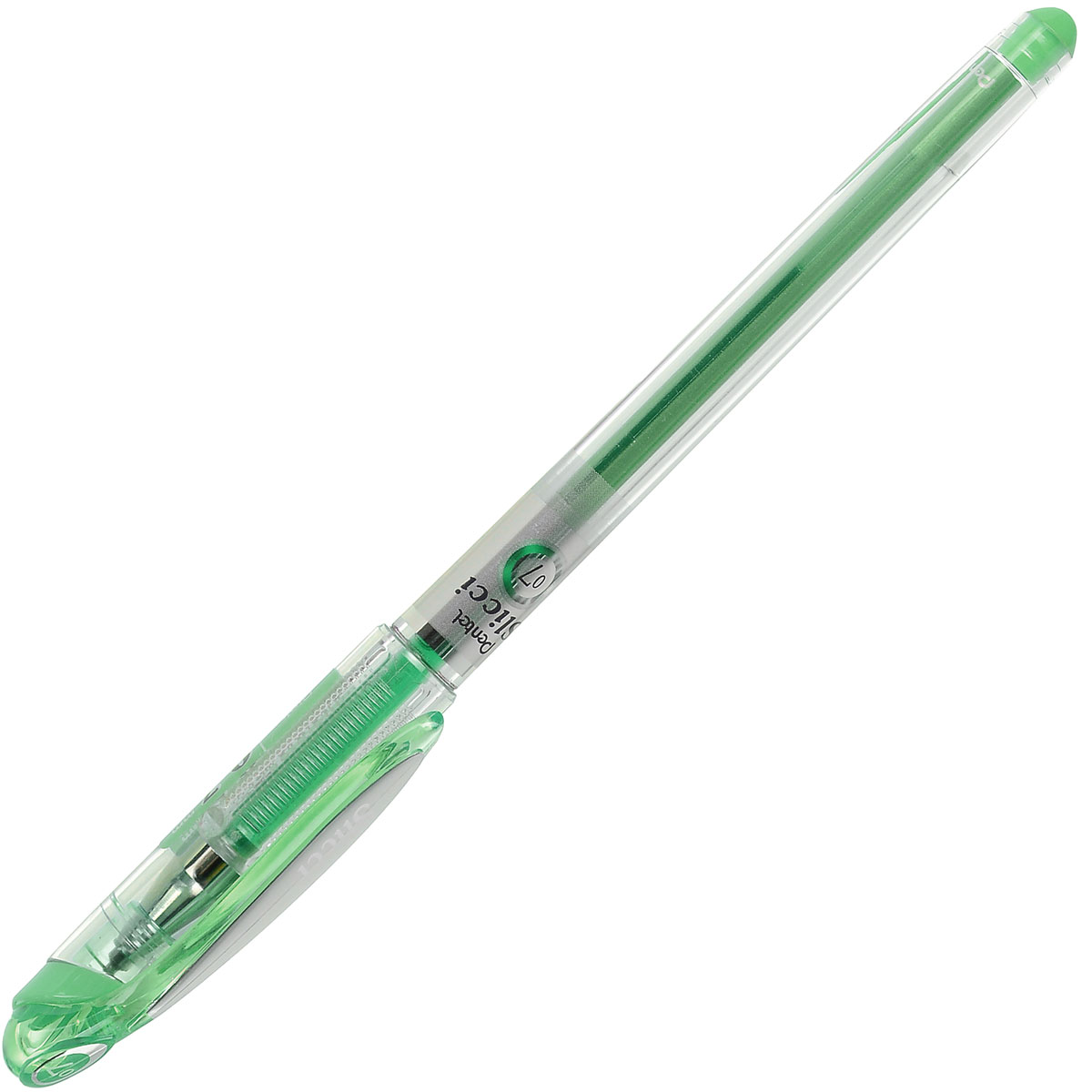 Pentel Гелевая ручка Slicci, цвет: зеленыйPBG207-D Pentel Гелевая ручка Slicci, цвет: зеленыйPBG207-DГелевая ручка Slicciс рифленой зоной захвата в лаконичном прозрачном корпусе удобна в использовании. Ручка имеет игловидный пишущий узел. Толщина линии 0,7 мм. Ручка снабжена колпачком. Яркий цвет чернил и гладкое скольжение стержня позволяют использовать такую ручку как для письма, так и для рисования.