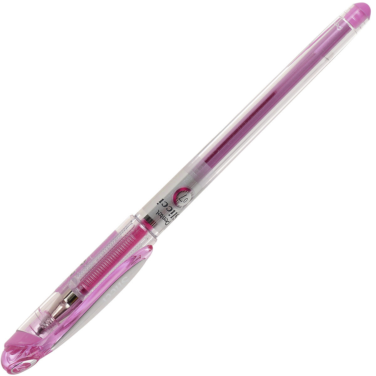 Pentel Гелевая ручка Slicci, цвет: фиолетовыйPBG207-V Pentel Гелевая ручка Slicci, цвет: фиолетовыйPBG207-VГелевая ручка Slicciс рифленой зоной захвата в лаконичном прозрачном корпусе удобна в использовании. Ручка имеет игловидный пишущий узел. Толщина линии 0,7 мм. Ручка снабжена колпачком. Яркие цвета чернил, гладкое скольжение стержня позволяют использовать такую ручку как для письма, так и для рисования.