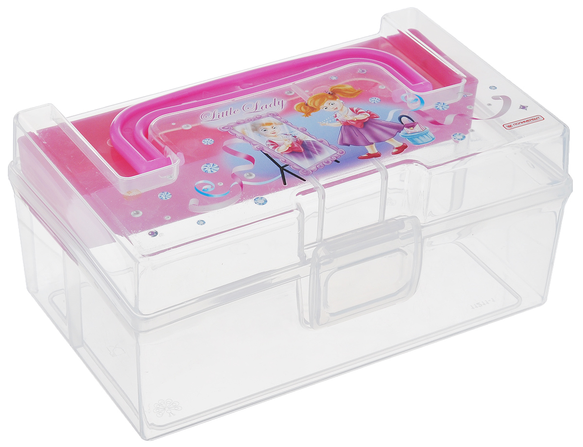 Коробка для мелочей Полимербыт Kids Box, с вкладышем, цвет: розовый, прозрачный, 17 х 10,8 х 7,8 смС30902_розовый Коробка для мелочей Полимербыт Kids Box, с вкладышем, цвет: розовый, прозрачный, 17 х 10,8 х 7,8 смС30902_розовыйКоробка Полимербыт Kids Box выполнена из прочного пластика и подходит для хранения канцелярских принадлежностей, рукоделия и различных бытовых мелочей. Для удобной переноски коробка имеет ручку. Изделие оснащено вкладышем, который служит дополнительным местом для хранения. Коробка оформлена красочным изображением.