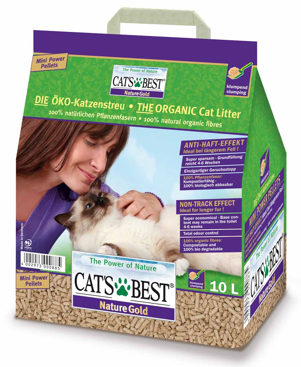 Cats Best Nature Gold Наполнитель древесный комкующийся 10л*5кг12108 Cats Best Nature Gold Наполнитель древесный комкующийся 10л*5кг12108Древесный комкующийся наполнитель, который можно выбрасывать в унитаз. Обладает исключительным запахопоглащением и впитываемостью в 700%. Крупная гранула, не пристает к шерсти и меньше разносится из лотка