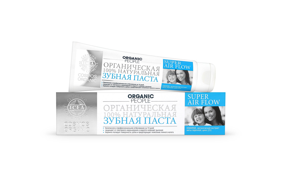 Organic People паста зубная Super air flow Безопасное отбеливание, 100 мл073-2353 Organic People паста зубная Super air flow Безопасное отбеливание, 100 мл073-2353Сертифицированная органическая зубная паста ORGANIC PEOPLE «SUPER AIR FLOW» - безопасное отбеливание. Возвращает зубной эмали натуральную белизну, безопасно устраняет пятна, вызванные красящими напитками, пищей и никотином,возвращает зубной эмали натуральную белизну, безопасно устраняет пятна, вызванные красящими напитками, пищей и никотином,ережно полирует поверхность зубов, предотвращает появление темного налета.Не содержит:SLS, SLES, Парабенов, Антибиотиков, Искусственных красителей,Хлоргексидина.Содержит:37,46% - органических ингредиентов,99,33% - натуральных ингредиентов. Описание: Безопасно и эффективно отбеливает зубы в домашних условиях за 14 дней регулярного ежедневного использования (утро, вечер). Бережно полирует поверхность зубов, устраняя пятна, вызванные красящими напитками, пищей и курением, защищает от повторного окрашивания, надолго освежает дыхание. KIMARINE (Undaria pinnatifida) – низкомолекулярная фракция, полученная из Японских водорослей Вакаме, собранных в...