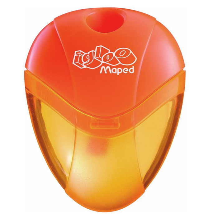 Maped Точилка Igloo цвет оранжевый634754 Maped Точилка Igloo цвет оранжевый634754Точилка Igloo выполнена из ударопрочного пластика. Полупрозрачный контейнер для сбора стружки позволяет визуально контролировать уровень заполнения и вовремя производить очистку. Характеристики: Размер: 5,5 см x 4 см x 1,5 см. Материал: пластик, металл. Изготовитель: Китай.