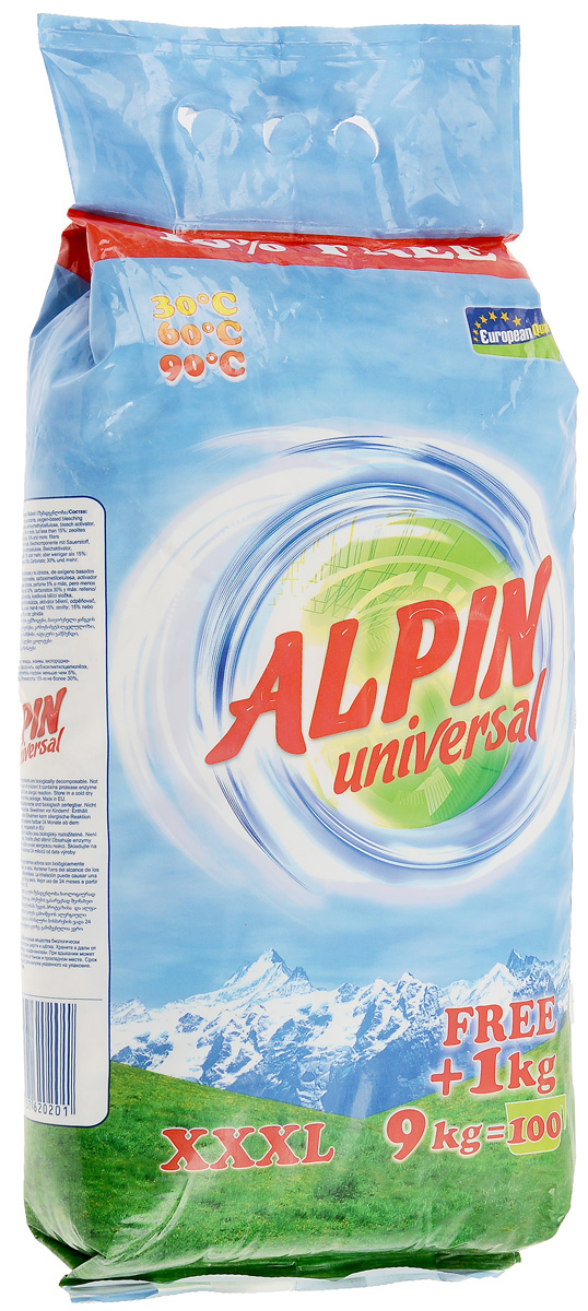 Стиральный порошок Alpin Universal, 10 кгАB10000PСR Стиральный порошок Alpin Universal, 10 кгАB10000PСRСтиральный порошок Alpin Universal с активным кислородом, обладает очень хорошими стирающими свойствами даже при невысокой температуре воды. Устраняет пятна, не повреждая волокна ткани. Уникальная новая формула стирального порошка для любых видов тканей, в том числе и цветных, позволяет использовать его в любых режимах при любой температуре. Ваши вещи никогда не деформируются и не полиняют. Состав: анионические и неанионические тэнзиды, энзимы, кислородно-отбеливающий состав, силикониды, фосфонаты, карбоксилметилцеллюлеза, отбеливающий активатор, пенопоглотитель парфюм меньше 5%, цеолиты 5%, но не более 15%, углекислоты 15%, но не более 30%, наполнители 30% и выше. Товар сертифицирован.