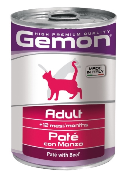 Консервы Gemon Cat, для кошек, паштет с говядиной, 400 г0120710 Консервы Gemon Cat, для кошек, паштет с говядиной, 400 г0120710Консервы Gemon Cat для кошек. Важно, чтобы животное всегда имело доступ к чистой, свежей воде. Взрослой кошке необходимо 250 г продукта в день, суточную норму разделить на 2-3 приема пищи.Подавать корм комнатной температуры или подогретый. Состав: сырой белок 8,5%, сырые масла и жиры 6,0%, сырая клетчатка 0,4%, сырая зола 1,5%, влажность 80%. Витамины и добавки/кг: витамин А 2500 МЕ, витамин D3 250 МЕ, витамин Е (альфа-токоферол ацетат) 10 мг. Мясо и мясные субпродукты 80% (из них говядины мин. 10%), минеральные вещества. Технологические добавки: загустители и желеобразующие компоненты. Товар сертифицирован.