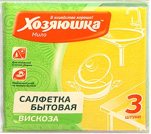 Салфетка бытовая Хозяюшка Мила, цвет: желтый, 35 х 35 см, 3 штS03301004 Салфетка бытовая Хозяюшка Мила, цвет: желтый, 35 х 35 см, 3 штS03301004Салфетка бытовая Хозяюшка Мила, выполненная из вискозы и полипропилена, хорошо впитывает влагу и легко выжимается. Отлично удаляет пыль, не оставляет разводов и ворсинок. Салфетка может использоваться для ухода за всеми видами поверхностей: деревянной и ламинированной мебели, кухонной мебели, кафеля, раковин.Размер салфетки: 35 см х 35 см.Комплектация: 3 шт.