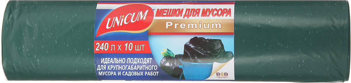 Мешки для мусора Unicum Premium, цвет: зеленый, 240 л, 10 шт305501 Мешки для мусора Unicum Premium, цвет: зеленый, 240 л, 10 шт305501Мешки для мусора Unicum Premium выполнены из полиэтилена высокого давления. Мешки прочные и крепкие, способны выдерживать большие объемы мусора, удобны в использовании. Возможно использование для временного хранения вещей. Идеально подходят для крупногабаритного мусора и садовых работ. Материал: полиэтилен высокого давления. Количество: 10 шт.