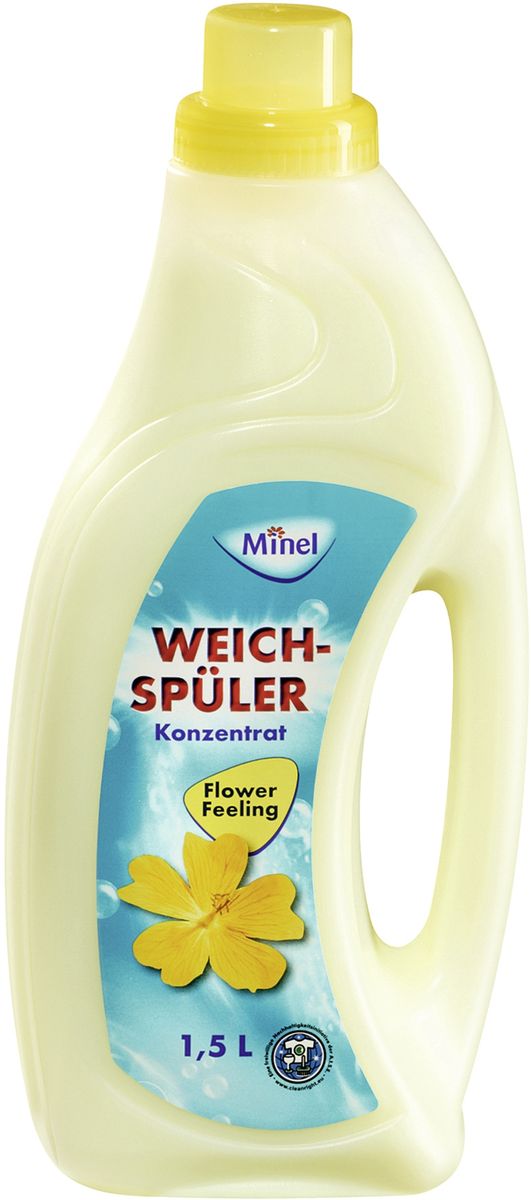 Кондиционер-концентрат для белья Minel Flower Feeling, 1,5 л830461 Кондиционер-концентрат для белья Minel Flower Feeling, 1,5 л830461Кондиционер-концентрат для белья Minel Flower Feeling делает ткань мягкой и приятной на ощупь, придает свежесть и неповторимый нежный цветочный аромат. Препятствует образованию катышек, облегчает глажение. Снимает статическое напряжение. Подходит для стирки детского белья, можно использовать людям с чувствительной кожей. 1 литр концентрата = 4 литрам обычного кондиционера. Состав: 5-15% катионные ПАВ, менее 5% ароматические вещества, консервирующее средство - муравьиная кислота. Товар сертифицирован.