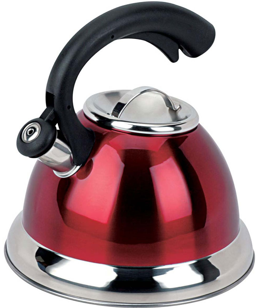 Чайник Bekker Premium со свистком, цвет: красный, черный, 3,2 л. BK-S412BK-S412_красный Чайник Bekker Premium со свистком, цвет: красный, черный, 3,2 л. BK-S412BK-S412_красныйЧайник Bekker Premium изготовлен из высококачественной нержавеющей стали 18/10 с цветным матовым покрытием. Капсулированное дно распределяет тепло по всей поверхности, что позволяет чайнику быстро закипать. Крышка на носик и эргономичная фиксированная ручка выполнены из бакелита черного цвета. Носик оснащен откидным свистком, который подскажет, когда закипела вода. Свисток открывается и закрывается нажатием кнопки на рукоятке. Подходит для всех типов плит, включая индукционные. Можно мыть в посудомоечной машине. Диаметр (по верхнему краю): 10 см. Диаметр основания: 22 см. Высота чайника (без учета ручки): 13,5 см. Высота чайника (с учетом ручки): 24 см.
