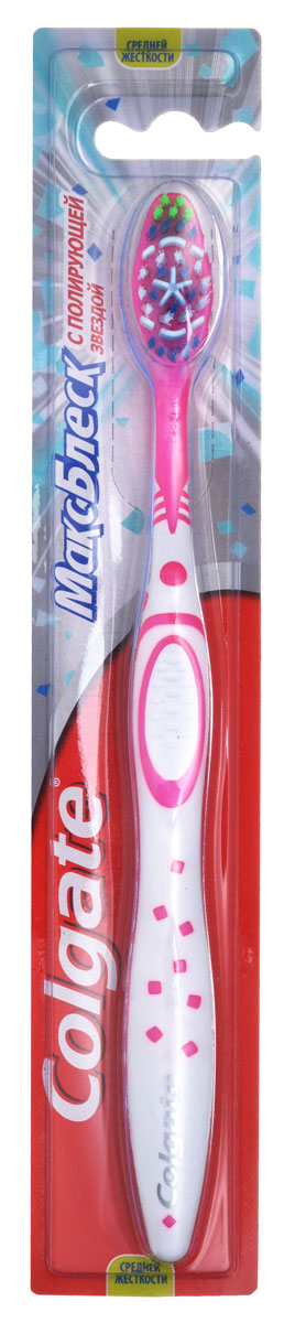 Colgate Зубная щетка Макс Блеск, средней жесткости, цвет: розовыйSatin Hair 7 BR730MN Colgate Зубная щетка Макс Блеск, средней жесткости, цвет: розовыйSatin Hair 7 BR730MNЗубная щетка Colgate Макс Блеск подарит вам ослепительно белоснежную улыбку с помощью уникальной полирующей звезды и специально разработанных щетинок средней жесткости, которые помогают мягко удалять потемнения на эмали, возвращая зубам естественную белизну. Ручка щетки имеет для большого пальца упор, предназначенный для большего удобства, и рельефный выступ для большего контроля.Товар сертифицирован.