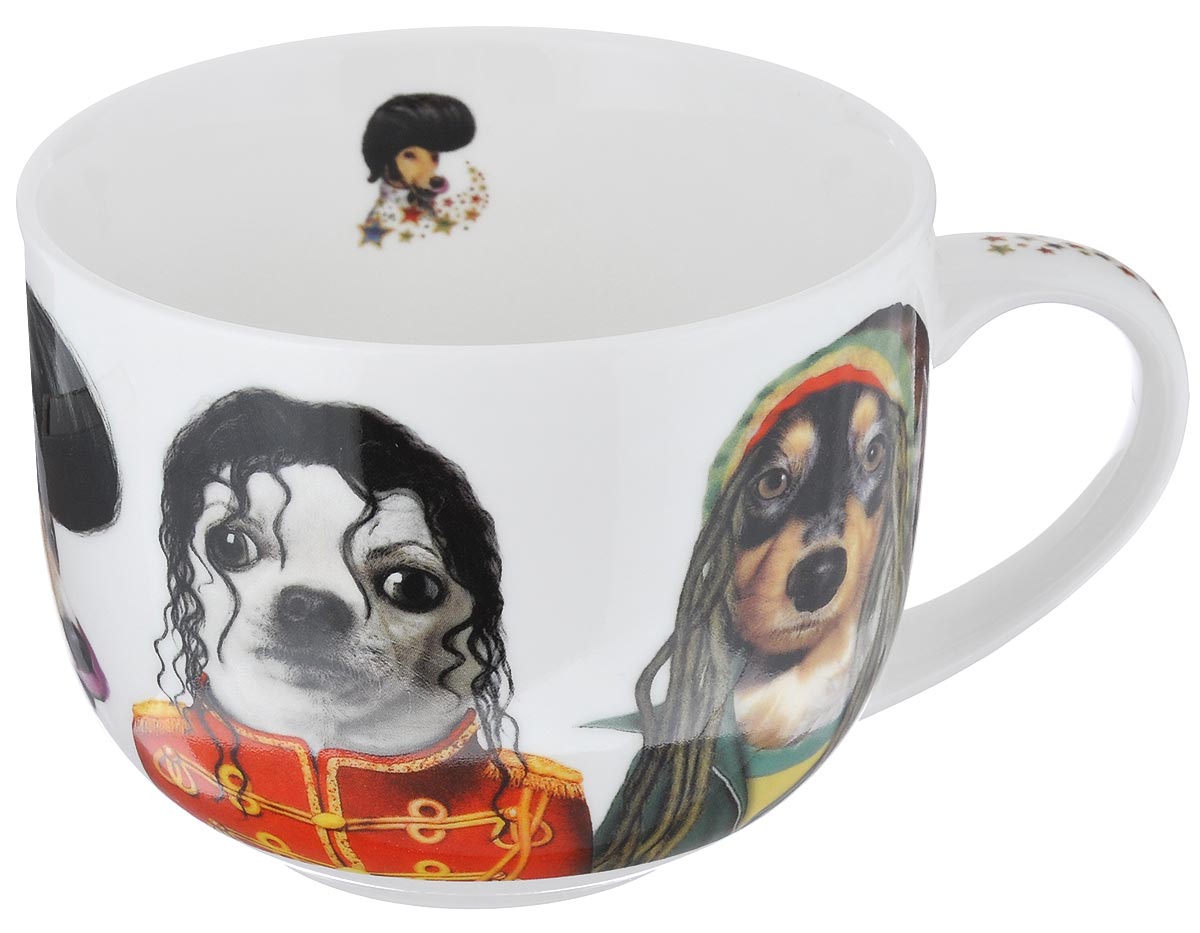 Кружка GiftnHome Star Dogs. Знаменитые лица, 500 млJM-500 STAR DOGS Кружка GiftnHome Star Dogs. Знаменитые лица, 500 млJM-500 STAR DOGSКружка GiftnHome Star Dogs. Знаменитые лица изготовлена из высококачественного костяного фарфора, покрытого слоем сверкающей глазури. Внешние стенки оформлены оригинальным изображением собак в образах знаменитостей. Кружка отличается высоким качеством и стильным дизайном. Она станет прекрасным подарком к любому случаю. Можно использовать в СВЧ и посудомоечной машине.