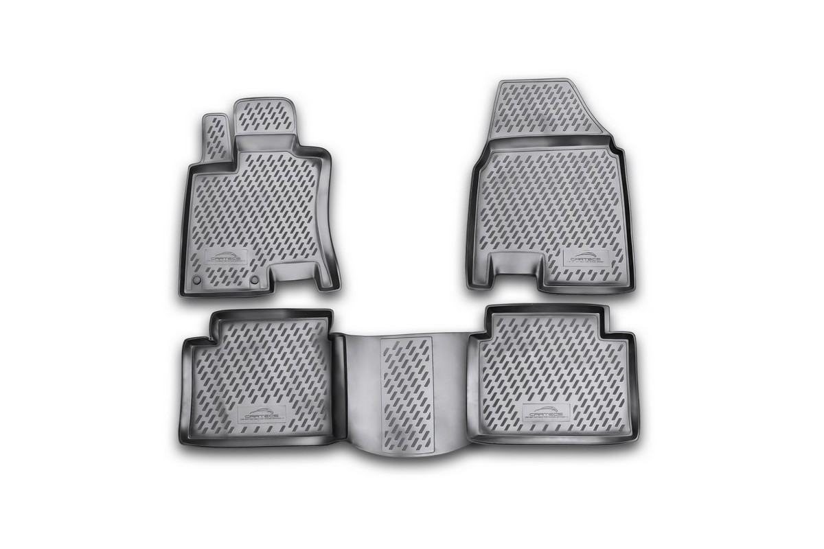 Набор автомобильных ковриков Novline-Autofamily для Nissan Qashqai+2 2008-2014, в салон, 4 шт. CARNIS00023CARNIS00023 Набор автомобильных ковриков Novline-Autofamily для Nissan Qashqai+2 2008-2014, в салон, 4 шт. CARNIS00023CARNIS00023Набор автомобильных ковриков Novline-Autofamily, изготовленный из полиуретана, состоит из 4 ковриков, которые учитывают все особенности каждой модели автомобиля и полностью повторяют контуры пола. Полиуретановые автомобильные коврики для салона произведены из высококачественного материала, который держит форму, прочный и не пачкает обувь. Коврики в салон не только улучшат внешний вид салона вашего автомобиля, но и надежно уберегут его от пыли, грязи и сырости, а значит, защитят кузов от коррозии. Полиуретановые коврики для автомобиля гладкие, приятные и не пропускают влагу. Ковры для автомобилей надежно крепятся на полу и не скользят, что очень важно во время движения. Чистятся коврики очень просто: как при помощи автомобильного пылесоса, так и различными моющими средствами. Набор подходит для Nissan Qashqai+2 2008-2014 годов выпуска.