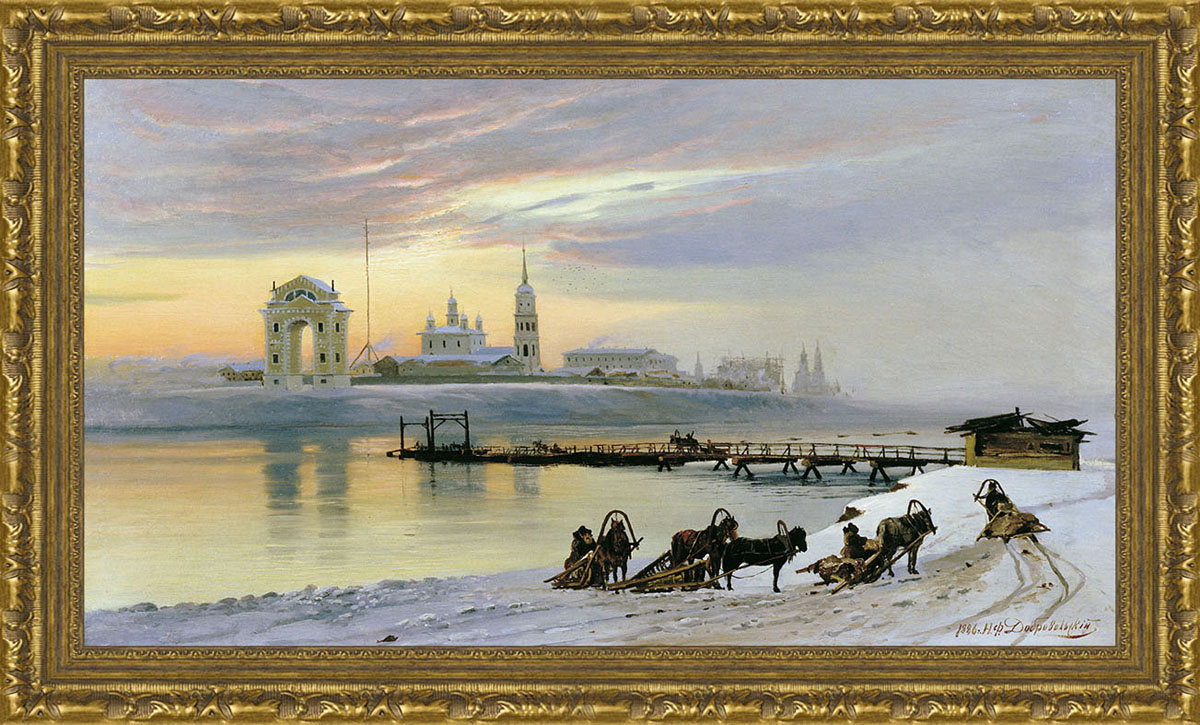 Переправа через Ангару (Н.Ф. Добровольский), 24 x 40 см24x40 OZ156-50601 Переправа через Ангару (Н.Ф. Добровольский), 24 x 40 см24x40 OZ156-50601Художественная репродукция картины Н.Ф. Добровольского Переправа через Ангару Размер постера: 24 см x 40 см. Артикул: 24x40 OZ156-50601.