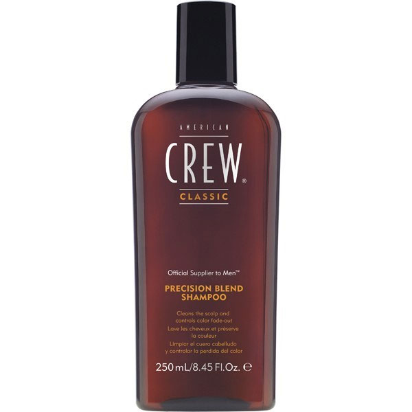 American Crew Шампунь для окрашенных волос Precision Blend Shampoo 250 мл7204482000 American Crew Шампунь для окрашенных волос Precision Blend Shampoo 250 мл7204482000Шампунь для окрашенных волос создан специально для очищения и кондиционирования окрашенных седых волос. Революционная формула шампуня Precision Blend, разработанная специально для мужчин, содержит много питательных веществ, таких как экстракт листьев розмарина, аминокислоты пшеницы а также УФ-фильтры и полифенолы, которые предотвращают образование свободных радикалов и удерживают пигмент в волосах. Сочетание этих активных компонентов позволяет надолго сохранить яркость окрашенных волос. Шампунь для окрашенных волос Precision Blend сделает ваши волосы мягкими и послушными, защитит их от вредного воздействия солнечных лучей. Ваши волосы всегда будут блестящие, ухоженные и полные цвета.