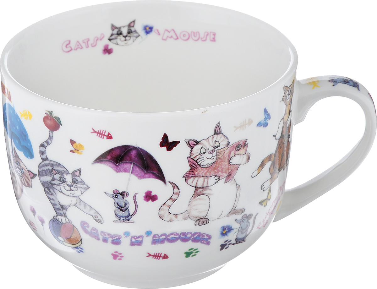 Бульонница GiftnHome CatsnMouse, 700 млJM-700 CATS Бульонница GiftnHome CatsnMouse, 700 млJM-700 CATSБульонница GiftnHome CatsnMouse изготовлена их высококачественного фарфора и оформлена изображением кошек и мышек. Изделие имеет широкую горловину и оснащено удобной ручкой. Бульонница подойдет не только для супа, но и для чая или кофе. Такая стильная бульонница будет незаменимой вещью в вашем хозяйстве. Можно использовать в микроволновой печи и мыть в посудомоечной машине. Диаметр (по верхнему краю): 12 см. Высота: 9 см.