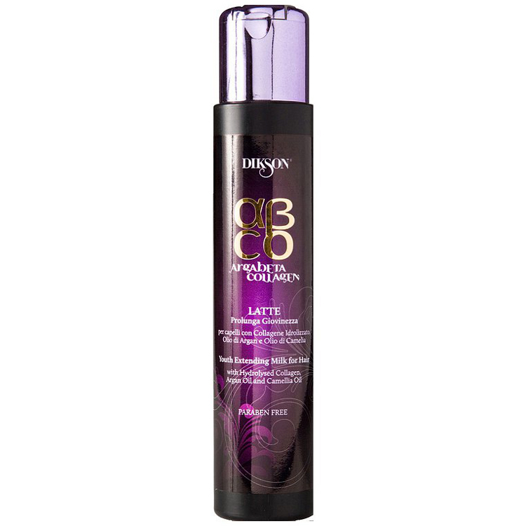 Dikson ArgaBeta Collagen - Молочко Продление молодости 250 млFS-00897 Dikson ArgaBeta Collagen - Молочко Продление молодости 250 млFS-00897Позитивное воздействие коллагена увеличивает срок жизни волос. Бальзам придает дополнительный объем и увеличивает плотность волос. Масло арганы, богатое витамином Е, действует как классический антиоксидант. Волосы получают питание и увлажнение, что делает их более мягкими и здоровыми. Масло камелии придает волосам блеск, сияние и шелковистость, особенно эффективно при аллергии и перхоти. Можно использовать как защитное средство.