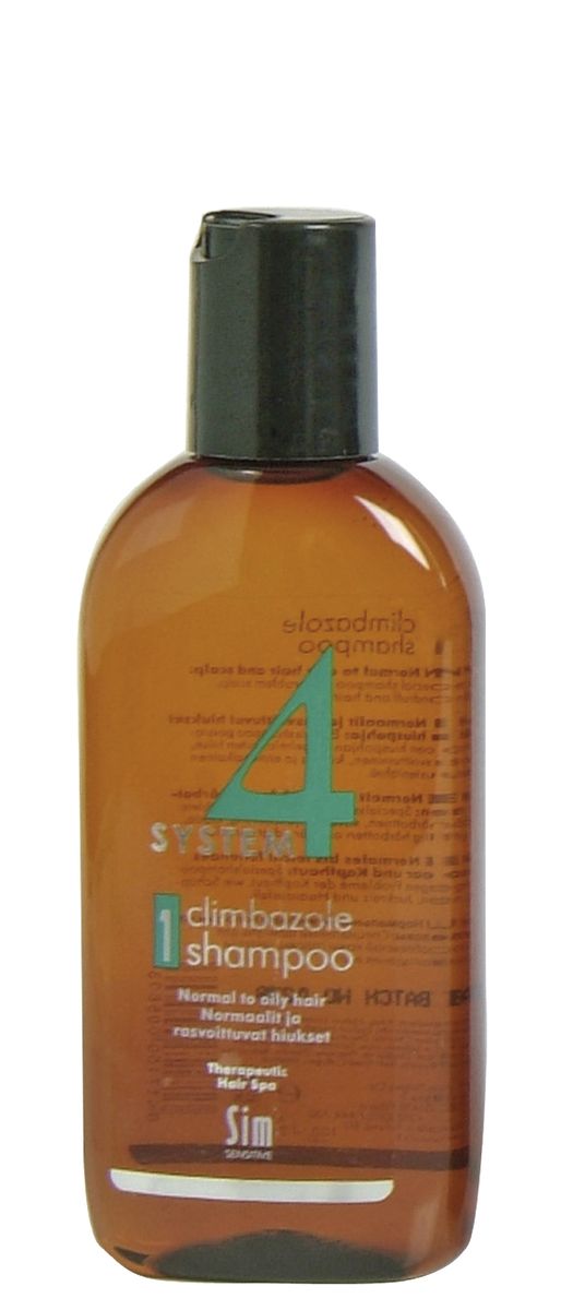 Sim Sensitive Терапевтический шампунь № 1 SYSTEM 4 Climbazole Shampoo 1, 100 млMP59.3D Sim Sensitive Терапевтический шампунь № 1 SYSTEM 4 Climbazole Shampoo 1, 100 млMP59.3DКАК РАБОТАЕТ:климбазол и пироктон оламин убивают грибок и восстанавливают микрофлоры кожи головы. Салициловая кислота активно очищает кожуголовы, ундециленовая кислота нормализует работу сальных желез.Рапсовое масло увлажняет кожу головы, не засаливая ее, так что волосы дольше сохраняют свежесть. Розмарин и ментол охлаждают и успокаивают, а гидролизованный коллаген активизирует обменныепроцессы в коже головы. БОРЕТСЯ С: зудом и раздражением кожи головыизбыточным выделением кожного сала (себореей) перхотью