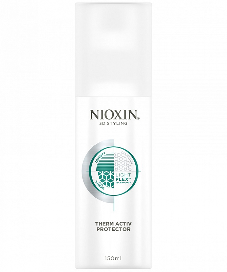 Nioxin 3D Styling Therm Activ Protector - Термозащитный спрей 150 мл81508323/4178 Nioxin 3D Styling Therm Activ Protector - Термозащитный спрей 150 мл81508323/4178Спрей защищает волосы от повреждений при работе с горячими инструментами, делая их упругими, уменьшая их ломкость, придавая блеск. Профессиональная технология LightPlex - позволяет получить эффект более легких и эластичных волос, воздействуя на волосы как внутри, так и снаружи. Кондиционирующие вещества проникают в кортекс волоса, удерживая необходимую влагу и защищая волосы от воздействий окружающей среды, невесомые гибкие полимеры обволакивают волосы, упрощают их укладку без жесткой фиксации.