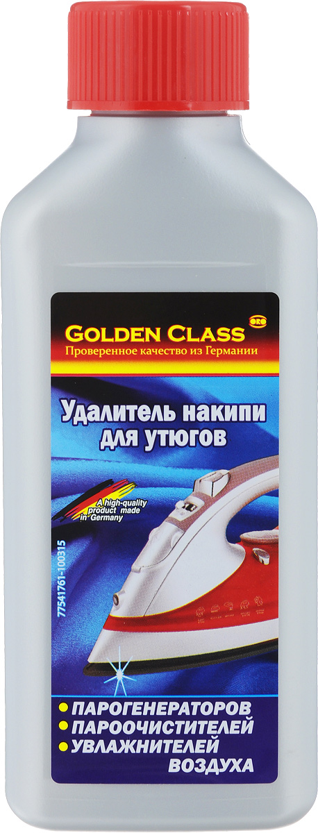 Очиститель накипи для утюгов Golden Class, 250 мл06186 Очиститель накипи для утюгов Golden Class, 250 мл06186Очиститель Golden Class предназначен для удаления накипи с утюгов, парогенераторов, пароочистителей, а также увлажнителей воздуха. Благодаря новейшей технологии и жидкой форме: - он за одно применение быстро, бережно и эффективно удаляет накипь и известковые отложения с внутренних деталей бытовых приборов; - уменьшает время образования пара; - предотвращает образование коррозии на металлических деталях; - продлевает срок службы приборов. Состав: около 8% органическая кислота, вода, ингибитор коррозии. Товар сертифицирован.