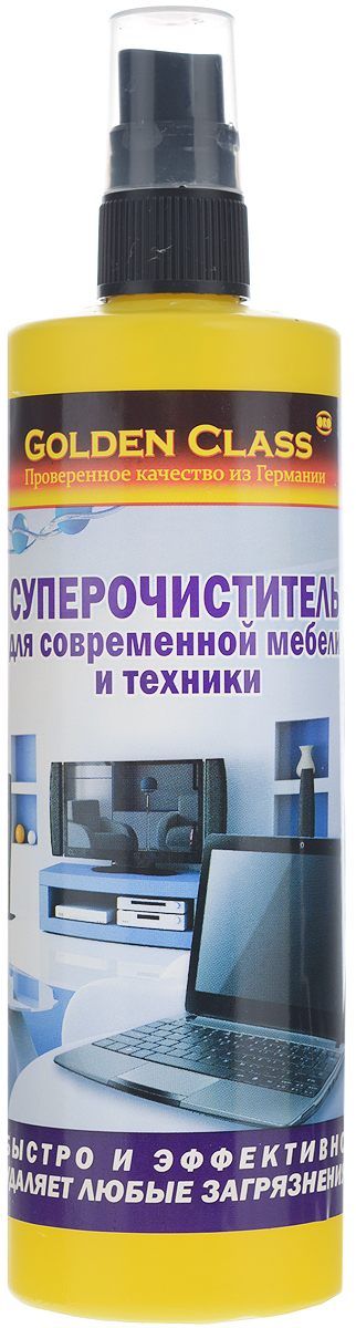 Суперочиститель для современной мебели и техники Golden Class, спрей, 250 мл06187 Суперочиститель для современной мебели и техники Golden Class, спрей, 250 мл06187Суперочиститель Golden Class с антистатическим эффектом предназначен для ухода за современной мебелью и техникой в доме или офисе. Рекомендуется для регулярного использования на всех современных поверхностях, включая пластик, панели телевизоров, видео- и аудиоаппаратуры, офисной техники. Также подходит для керамических и эмалированных поверхностей. Благодаря специальному составу очищает все виды пластиковых и ламинированных поверхностей легко, быстро и эффективно. Оказывает антистатическое действие. Предохраняет от повторного налипания пыли и придает великолепный блеск. Восстанавливает первоначальный цвет пожелтевшей поверхности. Удаляет жир и другие стойкие загрязнения. Наполняет дом свежим лимонным ароматом. Состав: менее 5% анионных, неионных, амфотерных ПАВ, ароматизатор (лимонен). Товар сертифицирован.