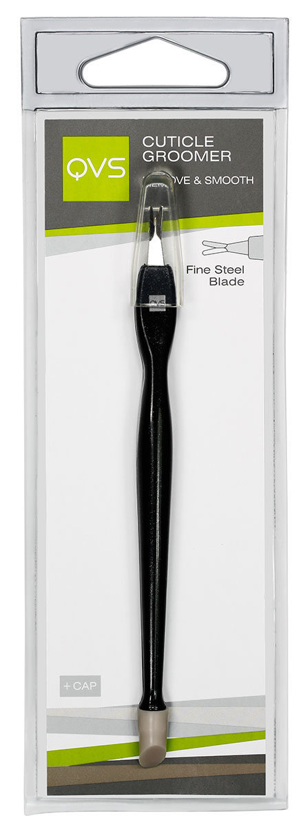 QVS Триммер для кутикулы CUTICLE GROOMERSC-FM20101 QVS Триммер для кутикулы CUTICLE GROOMERSC-FM20101Триммер для кутикулы.Двусторонний:триммер и пушер.Острое лезвие.Нержавеющая сталь.Скошенный резиновый пушер для отодвигания кутикулы.
