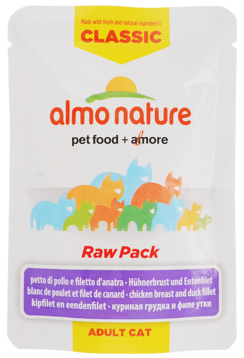Консервы для взрослых кошек Almo Nature Classic Raw Pack, куриная грудка и филе утки, 55 г23217 Консервы для взрослых кошек Almo Nature Classic Raw Pack, куриная грудка и филе утки, 55 г23217Консервы Almo Nature Classic Raw Pack - это корм, рекомендованный взрослым кошкам. Угощение изготавливается из свежих и натуральных ингредиентов, которые были упакоавны сырыми, затем стерилизованы, чтобы сохранить питательные вещества и вкус. Ваш питомец будет в полном восторге! Не содержит сои, консервантов, ароматизаторов, искусственных красителей, усилителей вкуса. Состав: куриная грудка 67%, куринный бульон 24%, филе утки 8%, красный рис груз 1%. Пищевая ценность в 100г: белки - 18%, жиры - 0,5%, зола - 2%, клетчатка - 0,1%, влага - 78%. Энергетическая ценность: 670 ккал/кг. Товар сертифицирован.