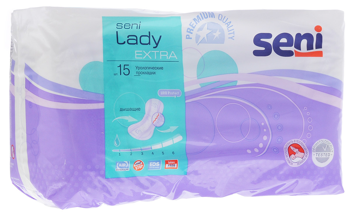 Seni Урологические прокладки для женщин Seni Lady Extra 15 штSE-095-EX15-RU2 Seni Урологические прокладки для женщин Seni Lady Extra 15 штSE-095-EX15-RU2Урологические прокладки Seni Lady Extra для женщин, страдающих легкой степенью недержания мочи. Специальный суперабсорбент препятствует размножению бактерий и нейтрализует неприятный запах мочи. Прокладки Seni Lady Extra имеют внутренние боковые бортики, которые дают дополнительную защиту. Широкая клеящая полоса обеспечивает легкое и надежное крепление к белью. Анатомическая форма и дышащий внешний слой гарантируют комфорт в использовании. Могут использоваться в до- и послеродовой период.