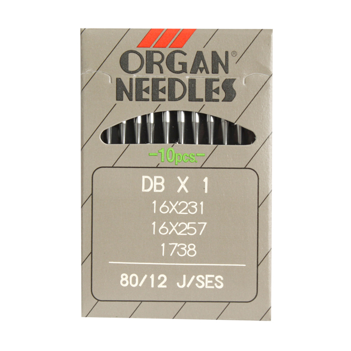 Иглы для промышленных швейных машин Organ, DBx1/80 J (SES), 10 шт162276 Иглы для промышленных швейных машин Organ, DBx1/80 J (SES), 10 шт162276Иглы для промышленных швейных машин Organ с маркировкой DBx1 предназначены для прямострочных швейных машин. Иглы используются для пошива трикотажа (SES). Острие игл тонкое, стандартное. Предназначены для машин цепного стежка 10Б, 53, 810 классов и импортных аналогов. В промышленных машинах используются иглы с круглыми колбами, в отличие от игл бытовых машин, у которых колбы плоские. Круглая колба позволяет при наладке машины и установке иглы поворачивать (вращать) иглу, закрепляя ее в нужном положении. Диаметр колбы: 1,64 мм. Длина иглы: 33,9 мм. Номер игл: 80.