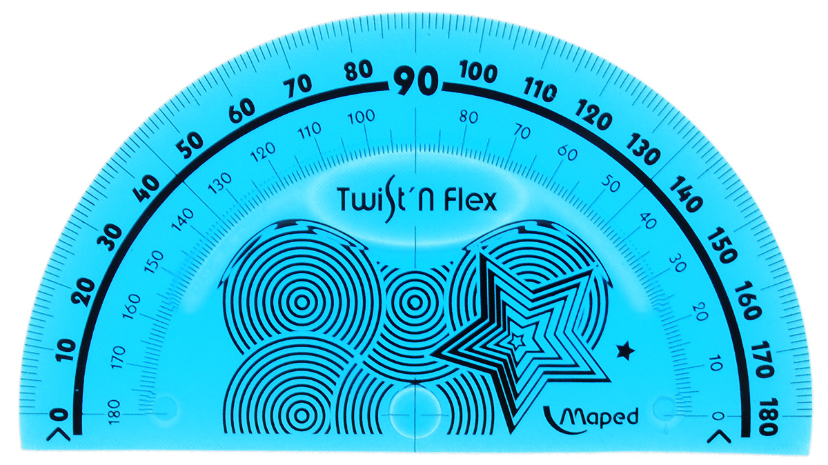 Транспортир Maped Twist-n-flex неломающийся 10 см цвет морская волна2798107_морская волна Транспортир Maped Twist-n-flex неломающийся 10 см цвет морская волна2798107_морская волнаГибкий неломающийся транспортир Maped - это не только необходимый в учебе предмет, но и легкий способ привлечь ребенка к процессу обучения. Выполнен из прозрачного цветного пластика с ровной четкой миллиметровой шкалой делений.