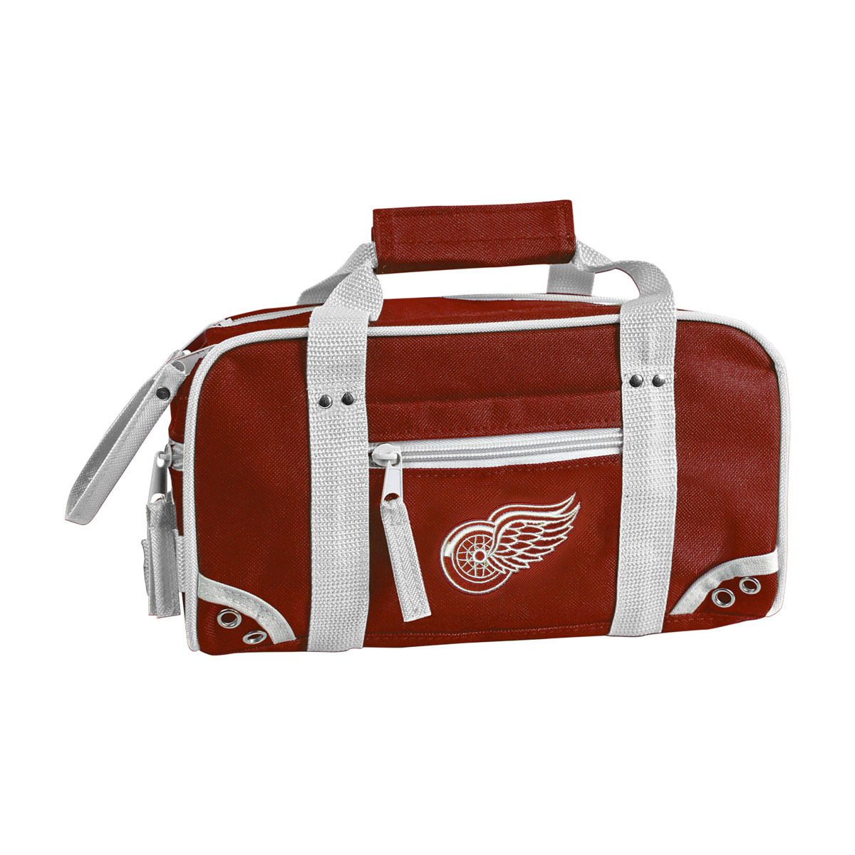 Сумка NHL Red Wings, цвет: красно-белый. 5л29058 Сумка NHL Red Wings, цвет: красно-белый. 5л29058Модель имеет одно основное отделение с двойной застежкой – молнией, а также по одному небольшому карману со всех четырех сторон изделия. Декорирована клепками и люверсами.Производство: Atributika & Club (Китай). Состав:100% полиэстер.