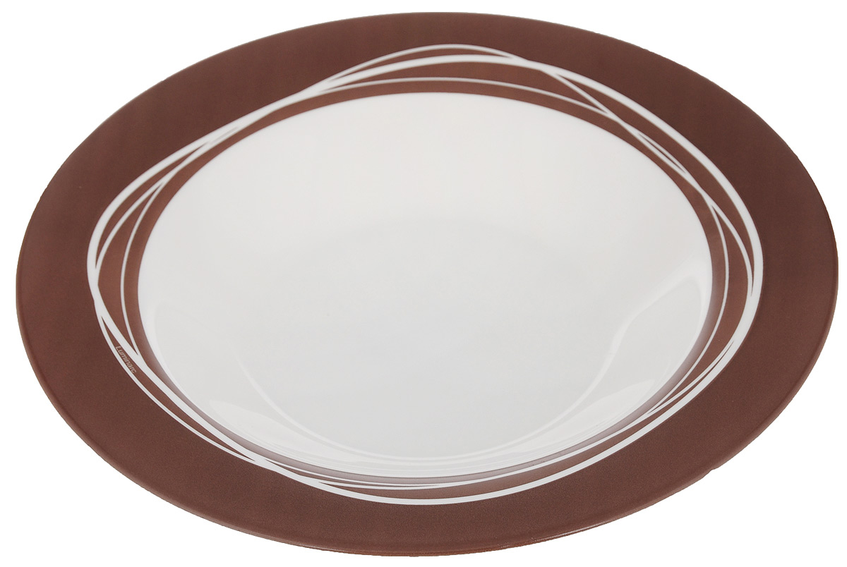 Тарелка глубокая Luminarc Raffia Brown, диаметр 23 смJ2345 Тарелка глубокая Luminarc Raffia Brown, диаметр 23 смJ2345Тарелка Luminarc Raffia Brown, изготовленная из ударопрочного стекла, оформлена в классическом стиле. Такая тарелка прекрасно подходит как для торжественных случаев, так и для повседневного использования. Идеальна для подачи жидких блюд. Она прекрасно оформит стол и станет отличным дополнением к вашей коллекции кухонной посуды. Можно мыть в посудомоечной машине и использовать в СВЧ. Диаметр тарелки (по верхнему краю): 23 см. Высота тарелки: 4 см.