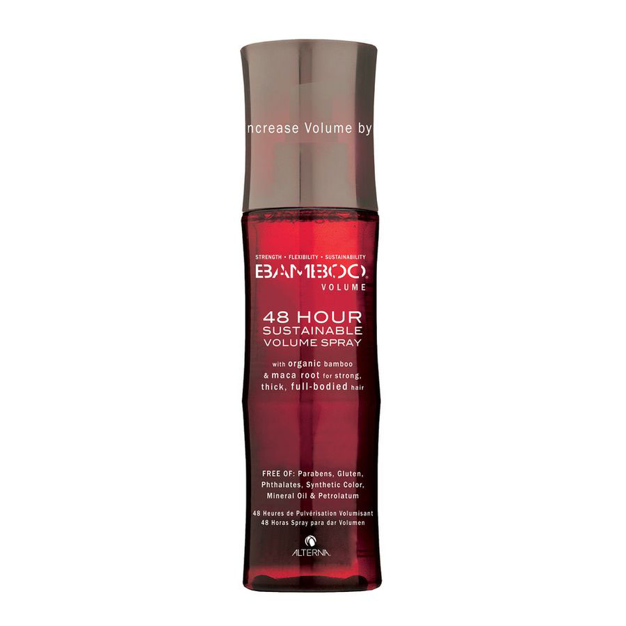 Alterna Спрей-объем 48 часов 48 BambooVolume Hour Sustainable Spray - 125 млFS-00897 Alterna Спрей-объем 48 часов 48 BambooVolume Hour Sustainable Spray - 125 млFS-00897Alterna Bamboo Volume 48 Hour Sustainable Volume Spray - Спрей для длительного уплотнения волос Альтерна с чистым органическим экстрактом бамбука заметно укрепляет волосы, придает им дополнительный объем, одновременно делая их более плотными. Супер легкая формула спрея обладает технологией, которая была специально разработана для тех женщин, которые обладают даже самыми тонкими волосами. Экстракт корневищ перуанского женьшеня (перуанская мака) содержит амиды жирных кислот разновидностей A, B1, B2 и C, что придает волосам невероятный объём и пышность. Спрей обладает стимулирующими свойствами и насыщен фито-питательными элементами, которые придают волосам жизненную силу и укрепляет их. Технология Длительный объем (Volume Last) комбинирует в себе самые новейшие полимеры, которые придают волосам невероятный объем и систему по уходу за волосами, которая кондиционирует и увлажняет волосы. Спрей обеспечивает длительный эффект, который длится до 48 часов, а также не придает волосам сухости, снимает статический заряд волос и не дает им разлетаться в стороны.