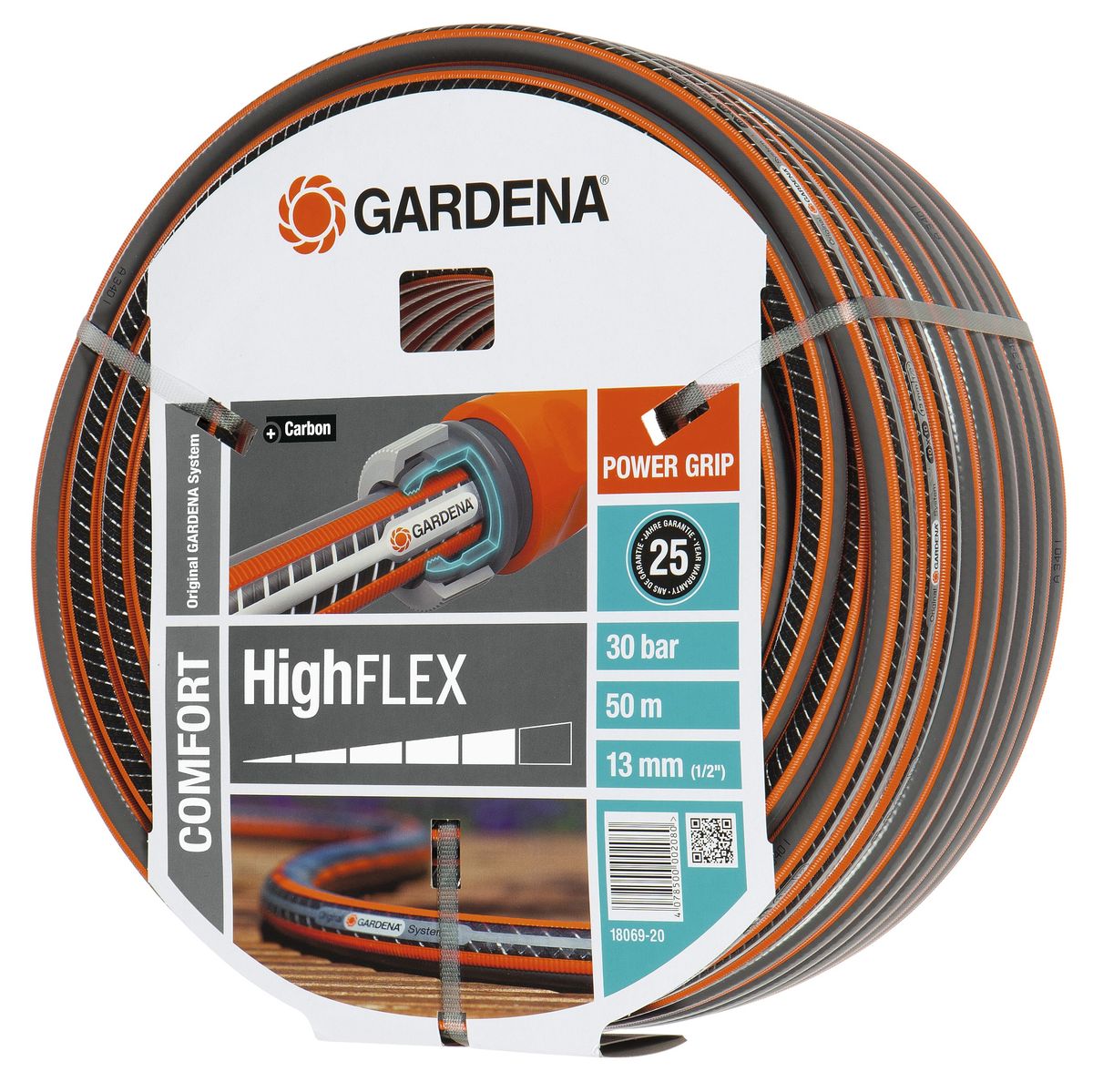 Шланг Highflex 10x10 1/2 х 50 м Gardena18069-20.000.00 Шланг Highflex 10x10 1/2 х 50 м Gardena18069-20.000.00С ребристым профилем Power Grip для идеального соединения с коннекторами Базовой системы полива. Устойчивость к высокому давлению и сохранение формы благодаря спиралевидному текстильному армированию, усиленному углеродом. Не перегибается, не спутывается.
