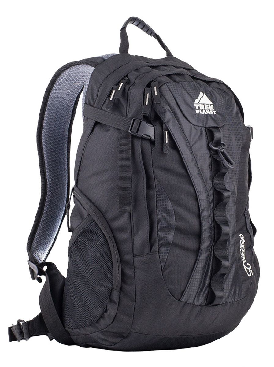 Рюкзак городской Trek Planet Odyssey 25, цвет: черный70516 Рюкзак городской Trek Planet Odyssey 25, цвет: черный70516Многофункциональный городской рюкзак Trek Planet Odyssey 25 на все случаи жизни, будь то поездка на работу, учебу или командировку. Основное отделение снабжено карманом для компьютера до 15,6 дюймов. Второе отделение с органайзером и дополнительными кармашками, куда можно убрать бумажник, ключи и документы. Два кармана по бокам рюкзака на молнии и большой карман для мелочей на молнии на передней стенке. Спинка с центральным каналом для вентиляции. Особенности рюкзака: - Молнии и фурнитура высокого качества, - Мягкий карман для ноутбука до 15,6 дюймов в основном отделении, - Второе отделение с органайзером и крючком для ключей, - Большой карман на молнии на передней стенке, - Два боковых кармана на молнии, - Два боковых кармана из сетки, - Регулируемый по высоте нагрудный ремень, - Боковые компрессионные ремни для регулировки объема, - Съемный поясной ремень, - Светоотражатели.