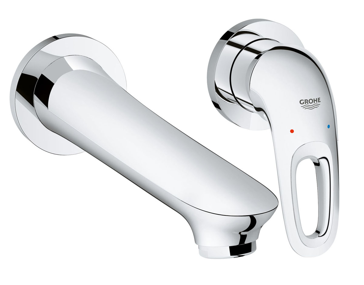 Смеситель для раковины GROHE Eurostyle new на 2 отверстия (19571003)19571003 Смеситель для раковины GROHE Eurostyle new на 2 отверстия (19571003)19571003Смеситель для раковины на два отверстия, M-Size настенный монтаж без встраиваемого механизма комплект верхней монтажной части для арт. 23571000 металлическая розетка металлический рычаг GROHE StarLight хромированная поверхность GROHE AquaGuide регулируемый аэратор размер по осям 110 Вынос излива 203 мм