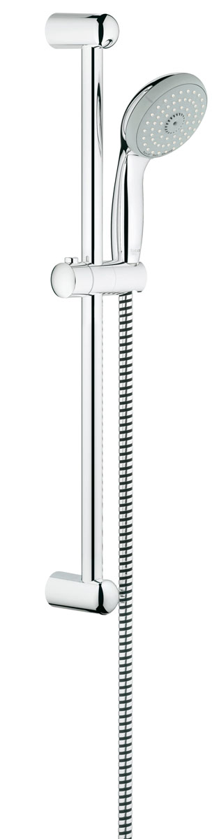 Душевой гарнитур Grohe Tempesta Classic. 2764400027644000 Душевой гарнитур Grohe Tempesta Classic. 2764400027644000Душевой комплект Grohe воплощает в себе стильную простоту и комфорт в использовании. Комплект состоит из ручного душа, душевой штанги (600 мм) и шланга (1750 мм), изготовленных из высококачественной латуни. Хромированное покрытие StarLight придает изделию яркий металлический блеск и эстетичный внешний вид. Душевой комплект Grohe удобен и практичен в работе. Особенности: - превосходный поток воды; - система SpeedClean против известковых отложений; - внутренний охлаждающий канал для продолжительного срока службы; - технология совершенного потока при уменьшенном расходе воды; - силиконовое кольцо, предотвращающее повреждение поверхности при падении ручного душа. Может использоваться с проточным водонагревателем.
