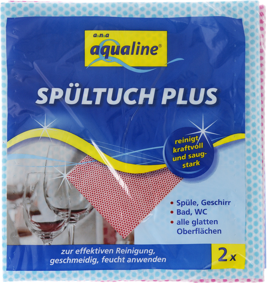 Салфетка Aqualine Plus для посуды и домашнего хозяйства, цвет: голубой, малиновый, 35 х 38 см, 2 шт2058_голубой,малиновый Салфетка Aqualine Plus для посуды и домашнего хозяйства, цвет: голубой, малиновый, 35 х 38 см, 2 шт2058_голубой,малиновыйМягкая салфетка Aqualine Plus обладает высокими чистящими свойствами за счет специальных точек, которые находятся на поверхности ткани. Она прекрасно подходит как для мытья посуды, так и для уборки поверхностей на кухне и в ванной комнате. Благодаря рифленой структуре, салфетка удаляет даже самые сильные загрязнения, хорошо впитывая жидкость, не оставляя ворсинок. Состав: 82% вискоза, 18% полипропилен.