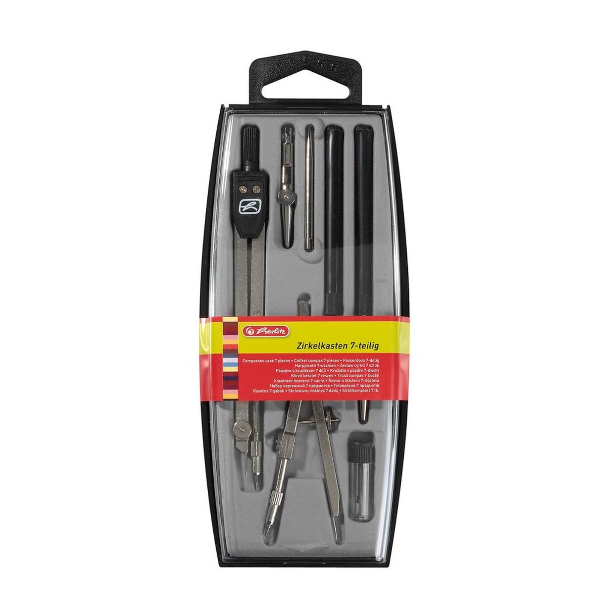 Herlitz Готовальня 7 предметов8710105 Herlitz Готовальня 7 предметов8710105Готовальня Herlitz включает в себя 7 предметов: циркуль, кронциркуль, рейсфедер, рейсфедерную вставку, держатель для рейсфедера, игольную вставку, грифели. Благодаря высокому качеству материалов и сборки, надежные чертежные инструменты Herlitz прослужат вам много лет. Отличный выбор и для учащихся, и для профессионалов. Предметы упакованы в пластиковый футляр с прозрачной крышкой и подвесом.