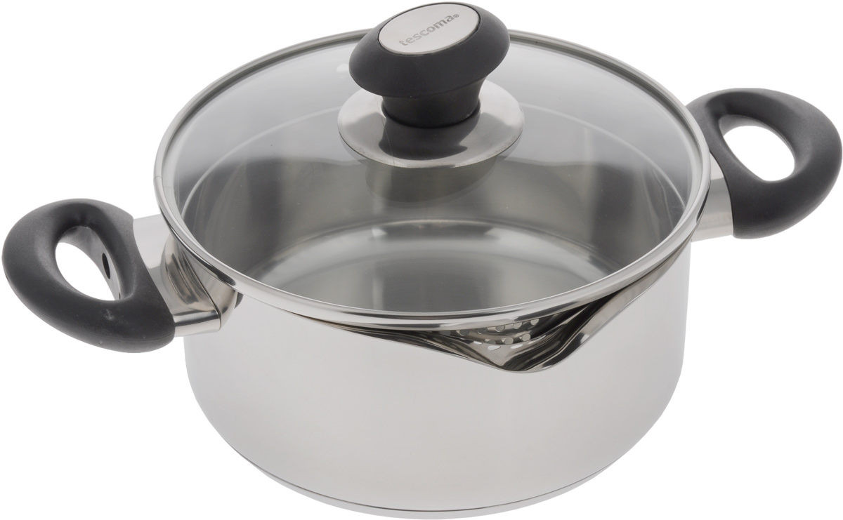 Кастрюля Tescoma Presto с крышкой, 2 л728318 Кастрюля Tescoma Presto с крышкой, 2 л728318Кастрюля Tescoma Presto, изготовленная из высококачественной нержавеющей стали 18/10, снабжена толстым многослойным дном, что значительно снижает вероятность пригорания пищи. Внешняя поверхность кастрюли оформлена зеркальной полировкой. Изделие оснащено удобными ручками из прочного бакелита. Крышка кастрюли изготовлена из жаропрочного стекла и оснащена ободком из нержавеющей стали, удобной ручкой и отверстиями для удобного процеживания и выпуска пара. Кастрюля снабжена измерительной шкалой и носиками для слива с двух сторон. Кастрюля Tescoma Presto - это идеальный подарок для современных хозяек, которые следят за своим здоровьем и здоровьем своей семьи. Эргономичный дизайн и функциональность позволят вам наслаждаться процессом приготовления любимых и полезных для здоровья блюд. Подходит для газовых, электрических, стеклокерамических, индукционных плит. Можно мыть в посудомоечной машине. Диаметр: 18 см. Ширина кастрюли...