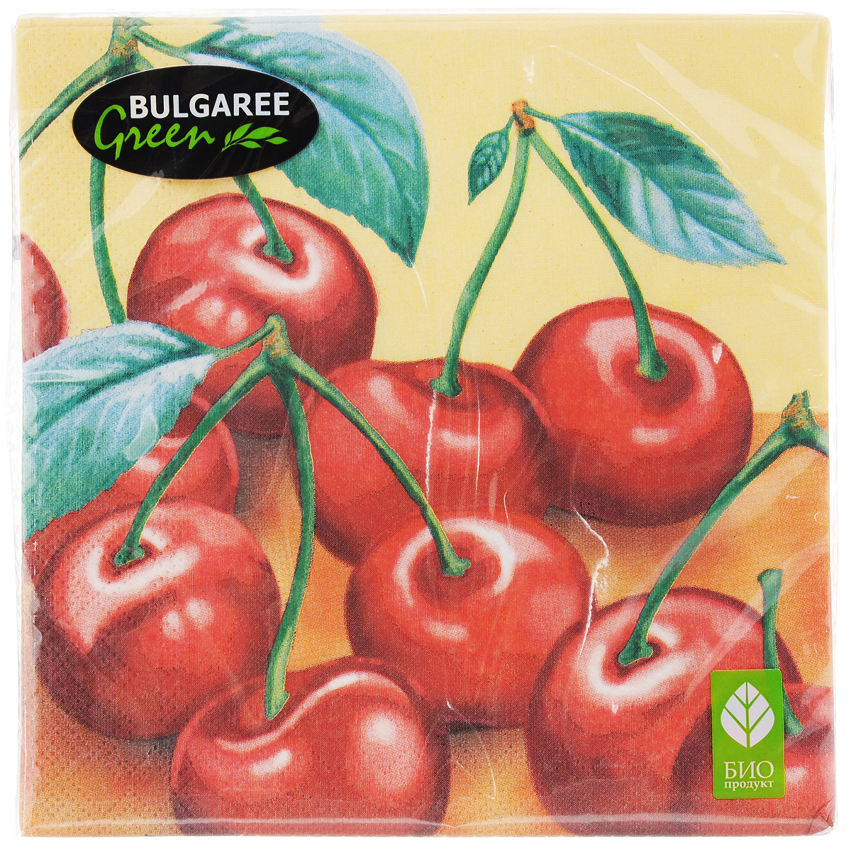 Салфетки бумажные Bulgaree Green Вишня, трехслойные, 33 х 33 см, 20 шт1002221 Салфетки бумажные Bulgaree Green Вишня, трехслойные, 33 х 33 см, 20 шт1002221Трехслойные салфетки Bulgaree Green Вишня выполнены из 100% целлюлозы и оформлены красивым рисунком. Изделия станут отличным дополнением любого праздничного стола. Они отличаются необычной мягкостью, прочностью и оригинальностью. Размер салфеток в развернутом виде: 33 х 33 см.