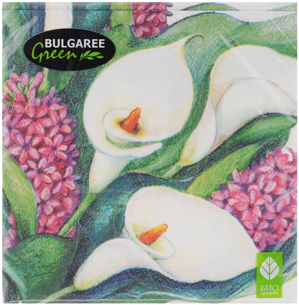 Салфетки бумажные Bulgaree Green Каллы, трехслойные, 33 х 33 см, 20 шт1002214 Салфетки бумажные Bulgaree Green Каллы, трехслойные, 33 х 33 см, 20 шт1002214Декоративные трехслойные салфетки Bulgaree Green Каллы выполнены из 100% целлюлозы европейского качества и оформлены ярким рисунком. Изделия станут отличным дополнением любого праздничного стола. Они отличаются необычной мягкостью, прочностью и оригинальностью. Размер салфеток в развернутом виде: 33 х 33 см.